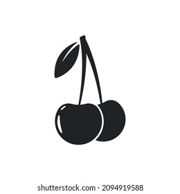 Cherry simple black vector icon.