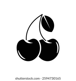 Cherry. Simple cherry icon isolated on a white background