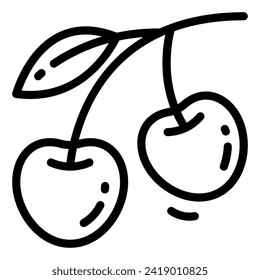 Cherry Simple Line Icon Logo Symbol