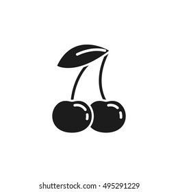 Cherry, simple monochrome icon. Two cherries on stem