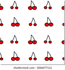 Cherry Simple vector seamless pattern on white background.