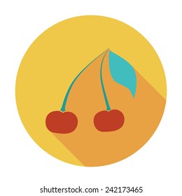 Cherry. Single flat color icon. Vector illustration.