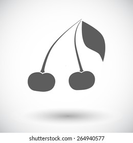 Cherry. Single flat icon on white background. Vector illustration.