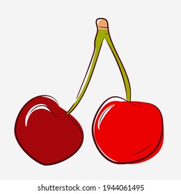 Cherry sketch. Hand drawn cherry vector illustration