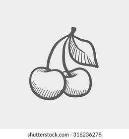 Icono de sketch de cerezos para web, móviles e infografías. Icono de gris oscuro vector dibujado a mano aislado en fondo gris claro.