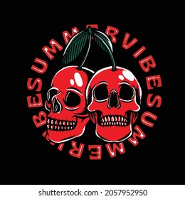 cherry skull illustration design vector for merchandise