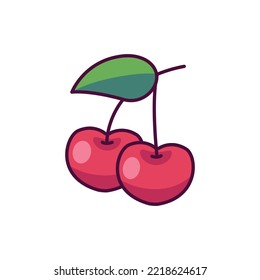Cherry slot color line icon. Gambling casino. Pictogram for web page, mobile app, promo.