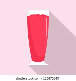 Cherry smoothie icon. Flat illustration of cherry smoothie vector icon for web design