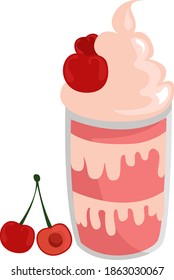 Kirschensmoothie, Illustration, Vektorgrafik auf weißem Hintergrund.