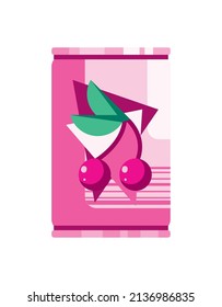 cherry soda can over white