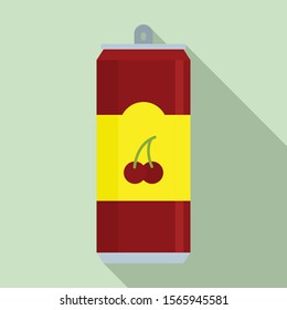Cherry soda icon. Flat illustration of cherry soda vector icon for web design