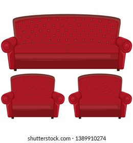 Cherry sofa and two chairs