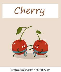 cherry sportsman, karate, cartoon cherry, sport