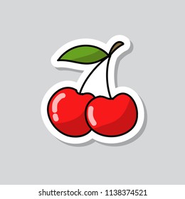 cherry sticker doodle icon