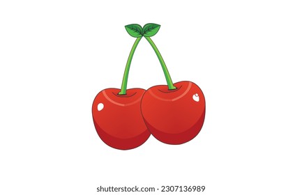 cherry sticker doodle icon isolated on a white background for design and web.