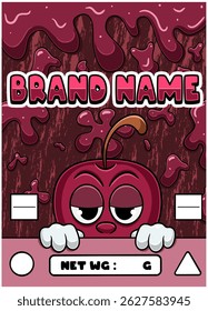 Dibujos animados de la cepa de la cereza con el fondo del limo. Diseño para el logotipo, la etiqueta, la cubierta y el Producto de embalaje.