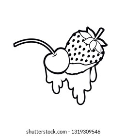 cherry and strawberry dripping icon