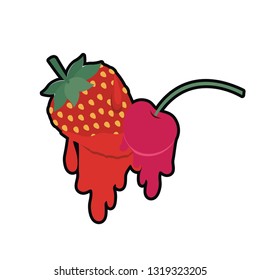 cherry and strawberry dripping icon