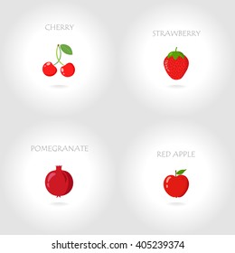 cherry strawberry pomegranate red apple vector illustration
