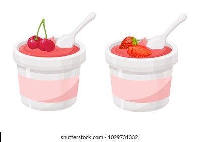 cherry, strawberry, yogurt