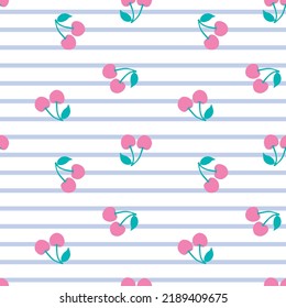 Cherry with stripes seamless pattern