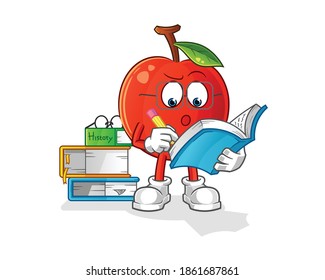 Cherry studying mascot. cartoon vector