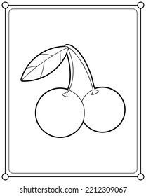 Cherry suitable for children's coloring page vector illustration