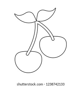 Cherry sweet fruit in black and white