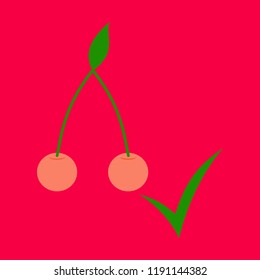 Cherry. Sweet fruit. Flat icon . Realistic illustration