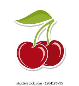 Cherry. Sweet fruit. Isolated berries on white background. Vector illustration.
