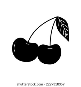 Cherry tattoo in y2k, 1990s, 2000s style. Emo goth element design. Old school tattoo. Vector illustration