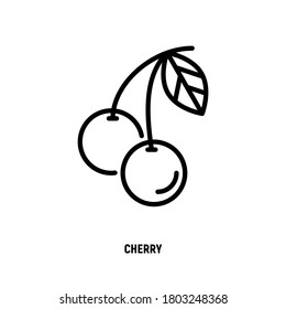 Icono de la línea delgada del cerezo. Berry, comida orgánica saludable. Ilustración vectorial.