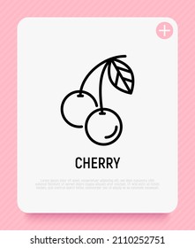 Kirsche dünne Linie Symbol. Berry, gesunde Bio-Lebensmittel. Vektorgrafik.
