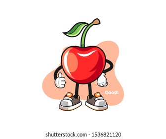 Cherry thumbs up cartoon. Mascot Character vector.