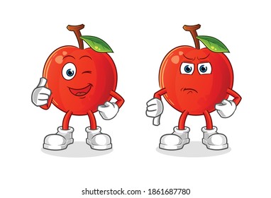 Cherry Thumbs Up And Thumbs Down Cartoon. Cartoon Mascot Vector