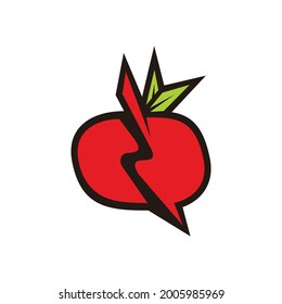 Cherry thunder with leaf symbol logo design vector