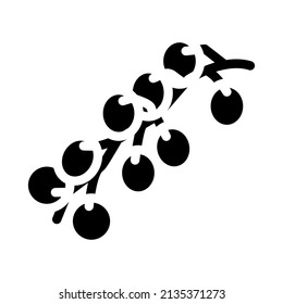 vector de icono de glifo de tomate de cereza. señal de tomate de cereza. símbolo de contorno aislado ilustración negra