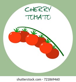 Cherry tomato icon in flat style. Vector illustration.