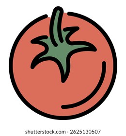 Icono de tomate de cereza. Esquema de Vector de tomate de cereza de color plano aislado