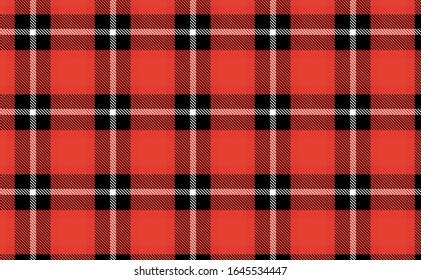 Cherry Tomato red color themed plaid SCOTTISH TARTAN Checkered Fabric Pattern background.