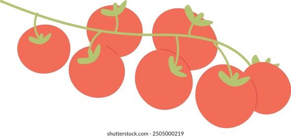Cherry tomatoes color icon. Fresh vegetable branch isolated on white background