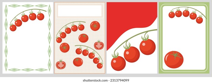 Cherry tomatoes. Cover set for book, notepad, brochure, banner, advertisement, website design, etc.