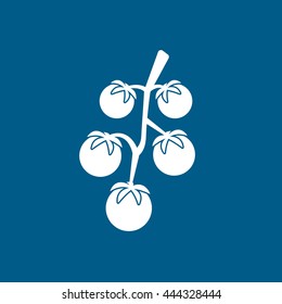 Cherry Tomatoes Flat Icon On Blue Background