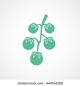 Cherry Tomatoes Green Flat Icon On White Background