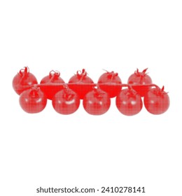 cherry tomatoes on branch, isolated on white background