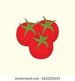 Ilustración de dibujos animados de diseño plano de vegetales de tomates de cereza