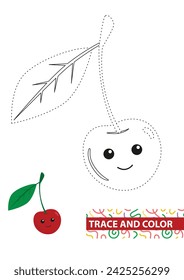 Cherry. Spur und Farbe für Kinder. Vektorgrafik.
