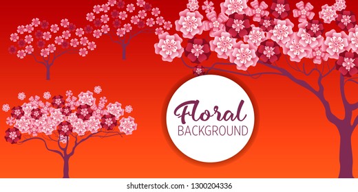 Cherry tree in blossom. Floral background. Concept for boutique, jewelry, beauty salon, spa, fashion, flyer, invitation, banner design.