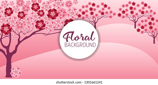 Cherry tree in blossom. Floral background. Concept for boutique, jewelry, beauty salon, spa, fashion, flyer, invitation, banner design.