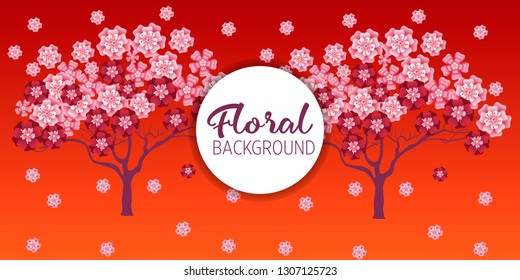 Cherry tree in blossom. Floral background. Concept for boutique, jewelry, beauty salon, spa, fashion, flyer, invitation, banner design.